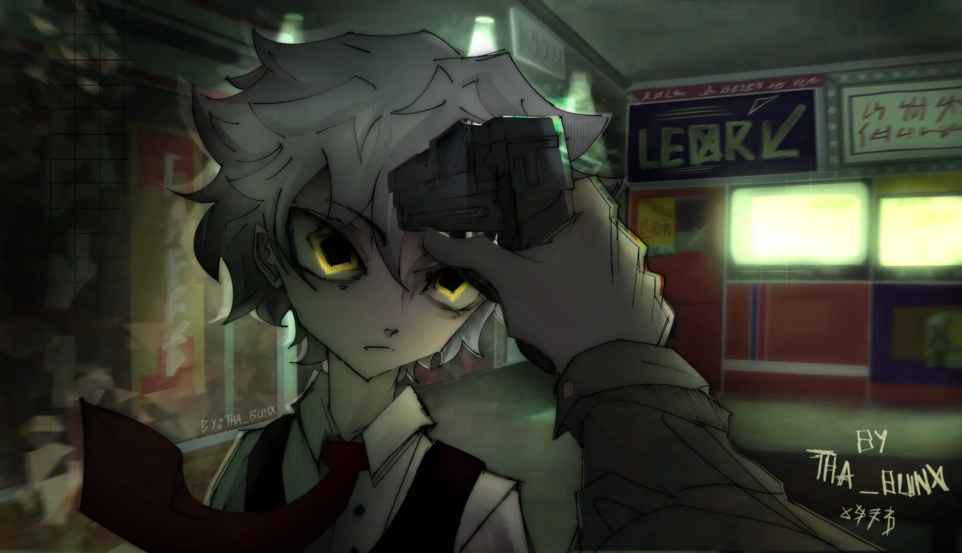 Leor at night in the city, illustration by Tha-Bunx